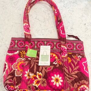 Vera Bradley Betsy Carnaby Vibrant Pink & Brown Tote NWT